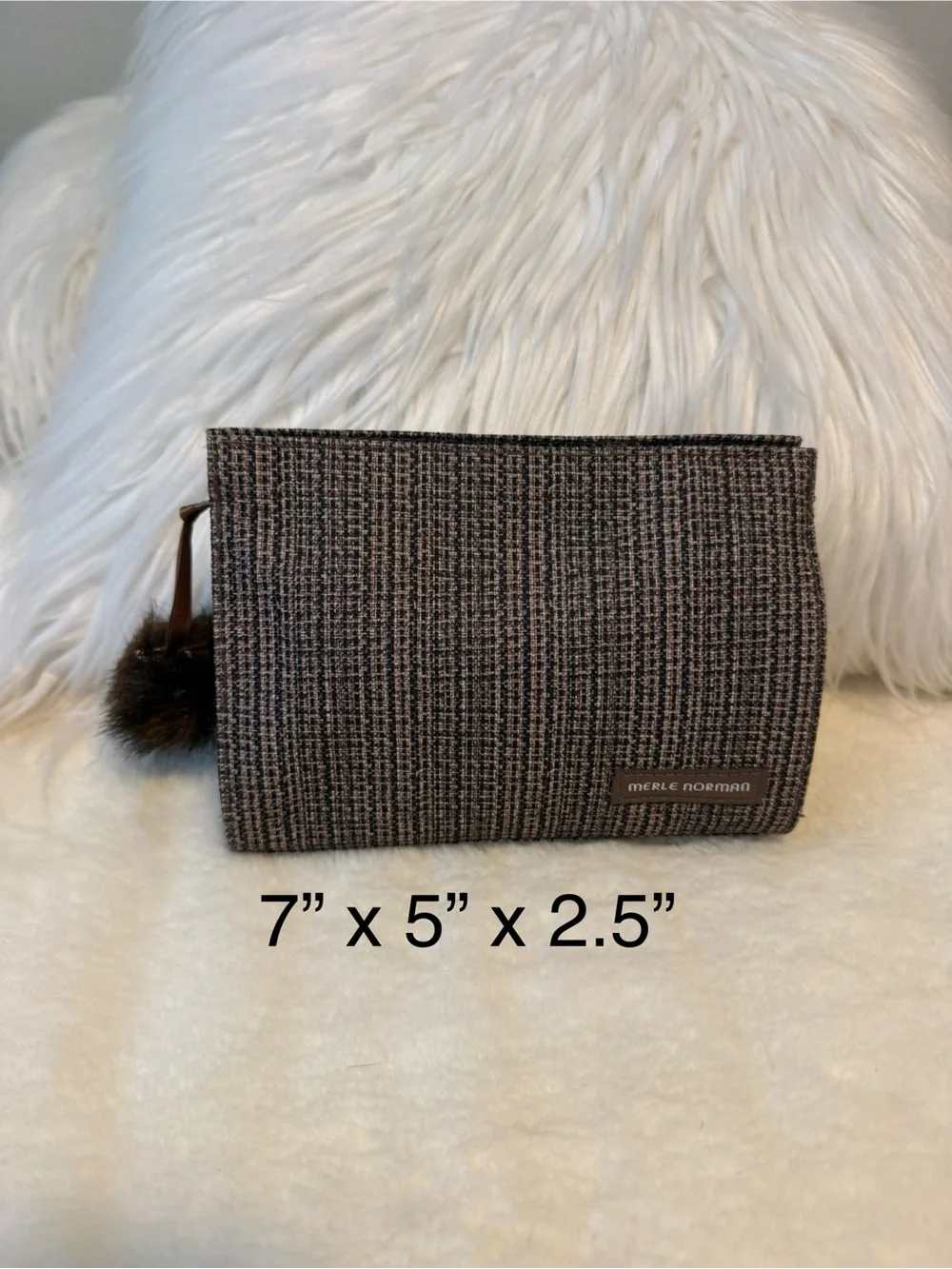 Merle Norman Cosmetic Zippered Bag With Pom